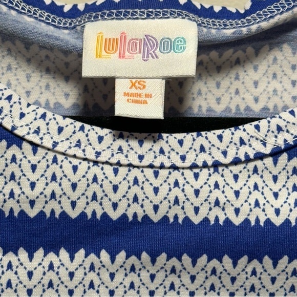 LulaRoe Carly Long/Midi Dress High Low Hem Stretchy Comfortable Abstract Blue XS - Picture 3 of 11